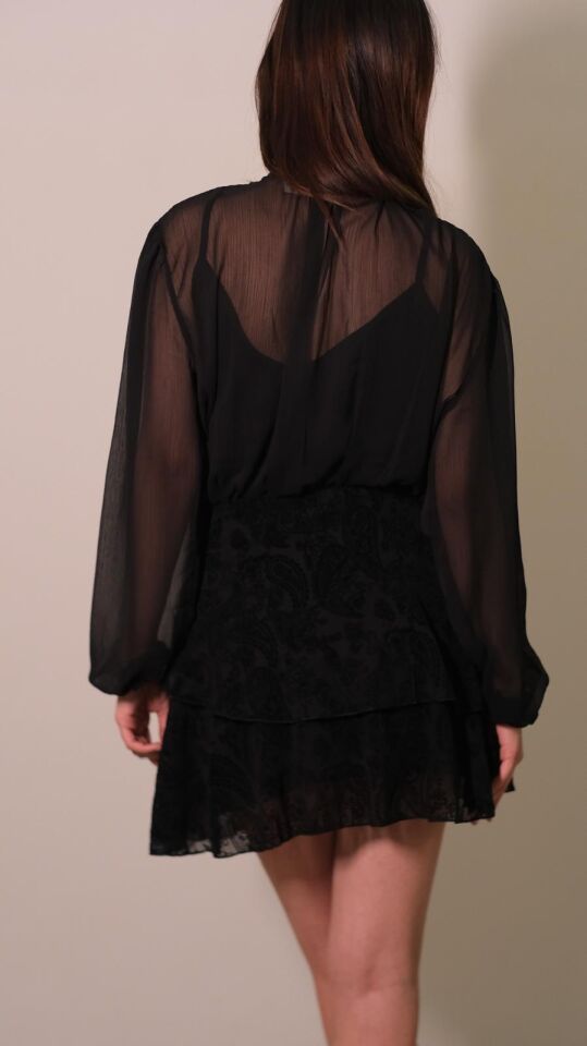 Siyah Üstü Şifon Mini Elbise