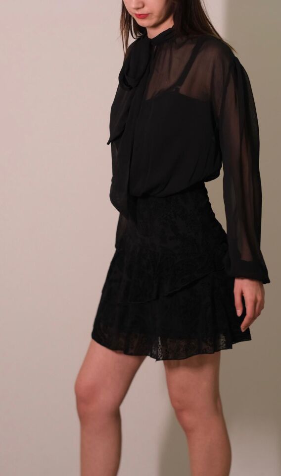 Siyah Üstü Şifon Mini Elbise