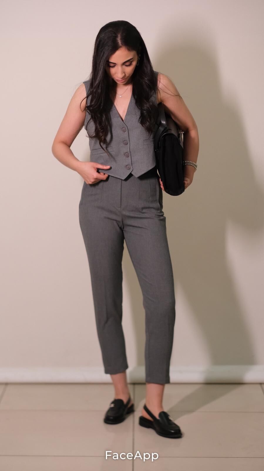 Gri Pensli Kumaş Pantolon